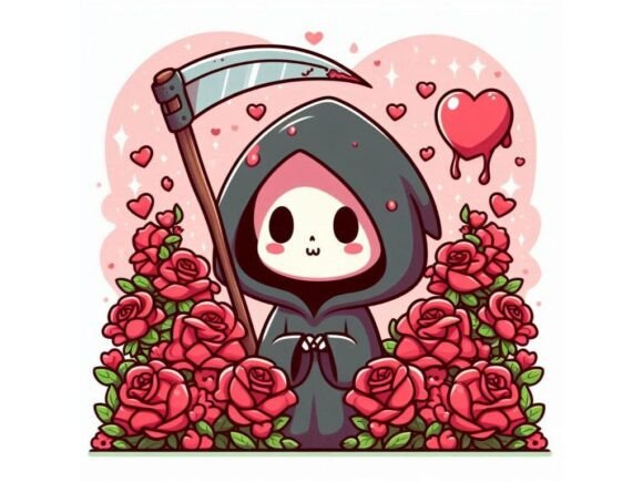 Download Chibi Grim Reaper Silhouette Standing in - Premium Bundle